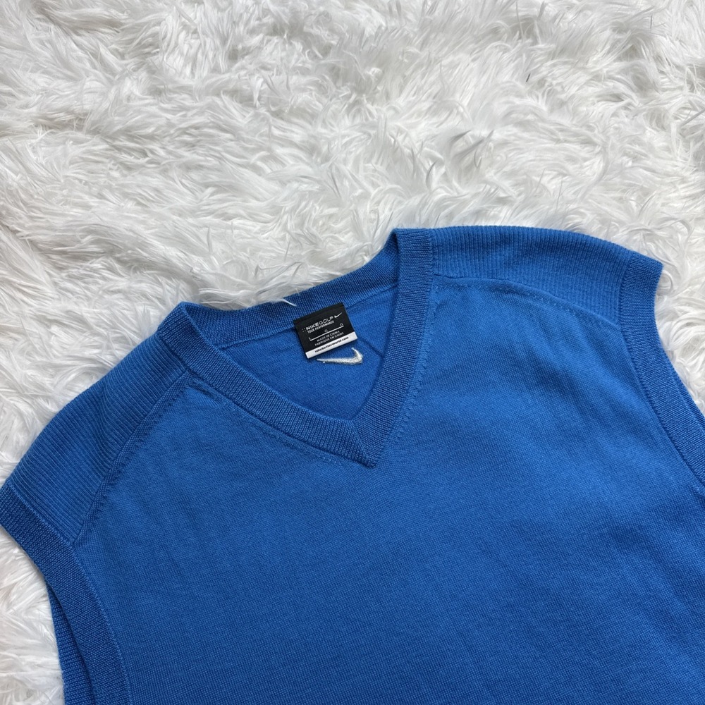 NIKE GOLF Tour Performance‎ Sweater Vest Men Large Blue Color Merino Wool V Neck